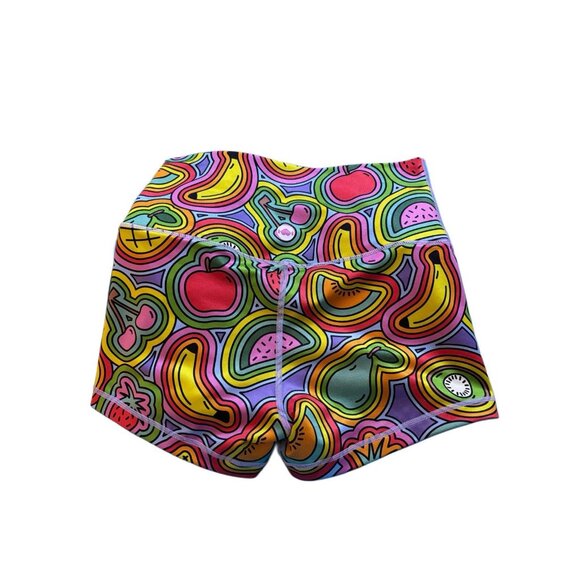 WodBottom Women’s Black Multicolor Stretch Fitness Gym Shorts Size Small - Picture 2 of 6